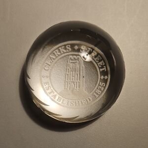 Clarks Clear Glass Paperweight